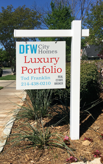 Post Style Sign for DFWCityhomes Luxury Home Flat Fee MLS Listing Service